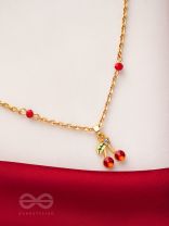  Cherry on the Cake- Golden Embellished Necklace