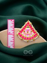 The Lotus Temple- Enamelled Statement Stud Earrings (Rose Pink)