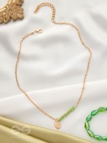 The Fig Leaf- Golden Embellished Necklace 