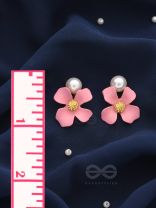 The Fabulous Floral Pearl Danglers (Rose Pink)-  Statement Earrings