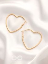 Love Me Like I do - Trendy Heart Hoops- Golden