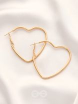 Love Me Like I do - Trendy Heart Hoops- Golden