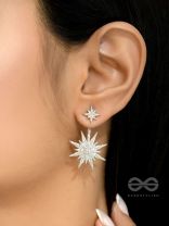 The Snow Crystal- Silver Drop CZ Ear-Jackets