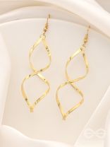 Glistening Golden Criss-Cross Dangler Earrings