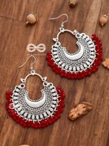 The Motif Moon Chandbali Earrings (Red) - The Boho Basics