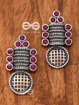 God in the Details (Ruby Red) - Embellished Oxidised Studs