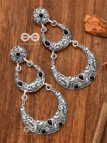 The Layered Boho Artwork Danglers (Onyx Black) - Embellished Oxidised Collection