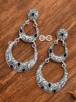 The Layered Boho Artwork Danglers (Onyx Black) - Embellished Oxidised Collection
