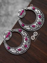 The Elegant Desire (Ruby Red) - Embellished Oxidised Earrings