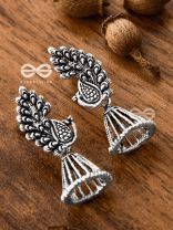 The Artsy Peacock Jhumkis - Tiny Trinket Earrings