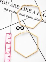 The Hypnotic Hexagonal Hoops (Golden) - Casual Daily-wear Earrings