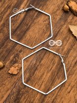 The Hypnotic Hexagonal Hoops(Silver) - Casual Daily-wear Earrings 