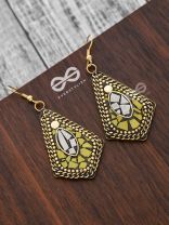 A Handcrafted Delight - Golden Yellow Tribal Style Earrings