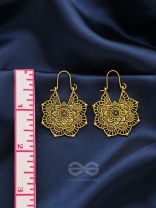 The Golden Intricate Flower Danglers - Oxidised Boho Earrings