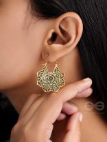 The Golden Intricate Flower Danglers - Oxidised Boho Earrings