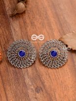 The Elegant Mesh Studs (Sapphire Blue) - The Embellished Oxidised Collection