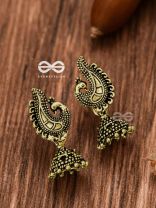 The Little Motif Peacock Jhumki (Golden) - Tiny Trinket Earrings