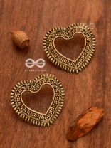 The Little Bohemian Hearts(Golden) - Oxidised Boho Earrings