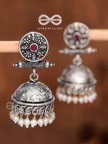The Ethnic Delight Printed  Jhumkas - Embellished Oxidised Earrings