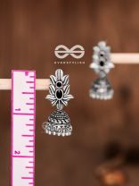 The Little Layered Jhumki (Onyx Black) - Embellished Oxidised Collection