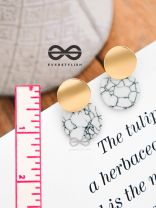 The Chic Marbles (White) - Casual Golden Earrings