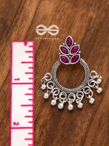 A touch of Bohemian Elegance (Ruby Red) - Embellished Oxidised Earrings