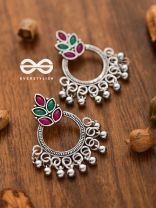 A touch of Bohemian Elegance (Ruby Emerald) - Embellished Oxidised Earrings