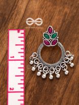 A touch of Bohemian Elegance (Ruby Emerald) - Embellished Oxidised Earrings