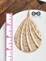 The Intricate Meshed Leaves - Golden Casual Earrings