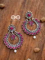 The Marvellous Motifs Embellished Chandbali Earrings (Ruby Red)