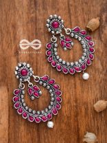 The Marvellous Motifs Embellished Chandbali Earrings (Ruby Red)