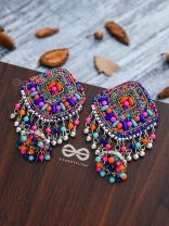 A Sensational Statement - Embroidered Oxidised Jhumkas