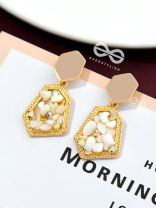The Pebbles of Glam - Golden Enamelled Earrings