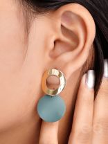 The Geometric Glam Earrings - Golden Green