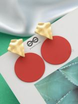 The Chic Elegance - Golden Red Statement Earrings