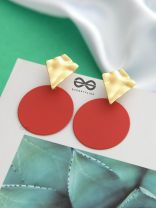 The Chic Elegance - Golden Red Statement Earrings