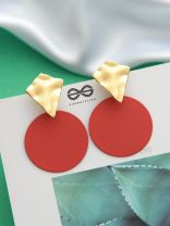 The Chic Elegance - Golden Red Statement Earrings