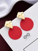 The Chic Elegance - Golden Red Statement Earrings