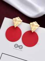 The Chic Elegance - Golden Red Statement Earrings
