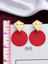 The Chic Elegance - Golden Red Statement Earrings