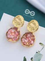 Geode Wrapped in Gold (Pink) - Gorgeous Statement Earrings