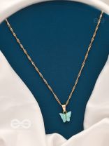 The Beguiling Butterfly - Golden Casual Neckpiece (Mint Green)