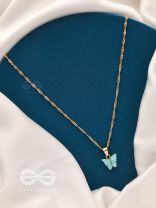 The Beguiling Butterfly - Golden Casual Neckpiece (Mint Green)