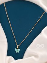 The Beguiling Butterfly - Golden Casual Neckpiece (Mint Green)