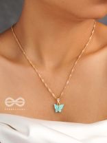 The Beguiling Butterfly - Golden Casual Neckpiece (Mint Green)