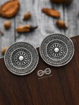 The Intricate Aztec Pattern Studs - Oxidised Boho Earrings