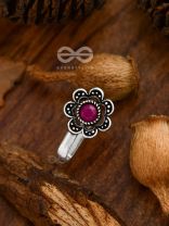 The Floral Delight - Embellished Non-pierced Nosepin (Ruby Red)
