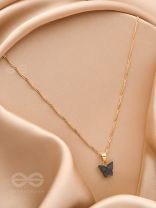 The Beguiling Butterfly - Golden Casual Neckpiece (Onyx Black)