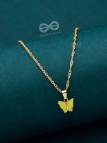 THE BEGUILING BUTTERFLY - GOLDEN CASUAL NECKPIECE (LEMON YELLOW)