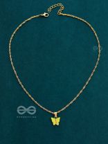 THE BEGUILING BUTTERFLY - GOLDEN CASUAL NECKPIECE (LEMON YELLOW)